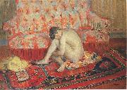 Henri Lebasque Prints Nude on Red Carpet, oil painting artist